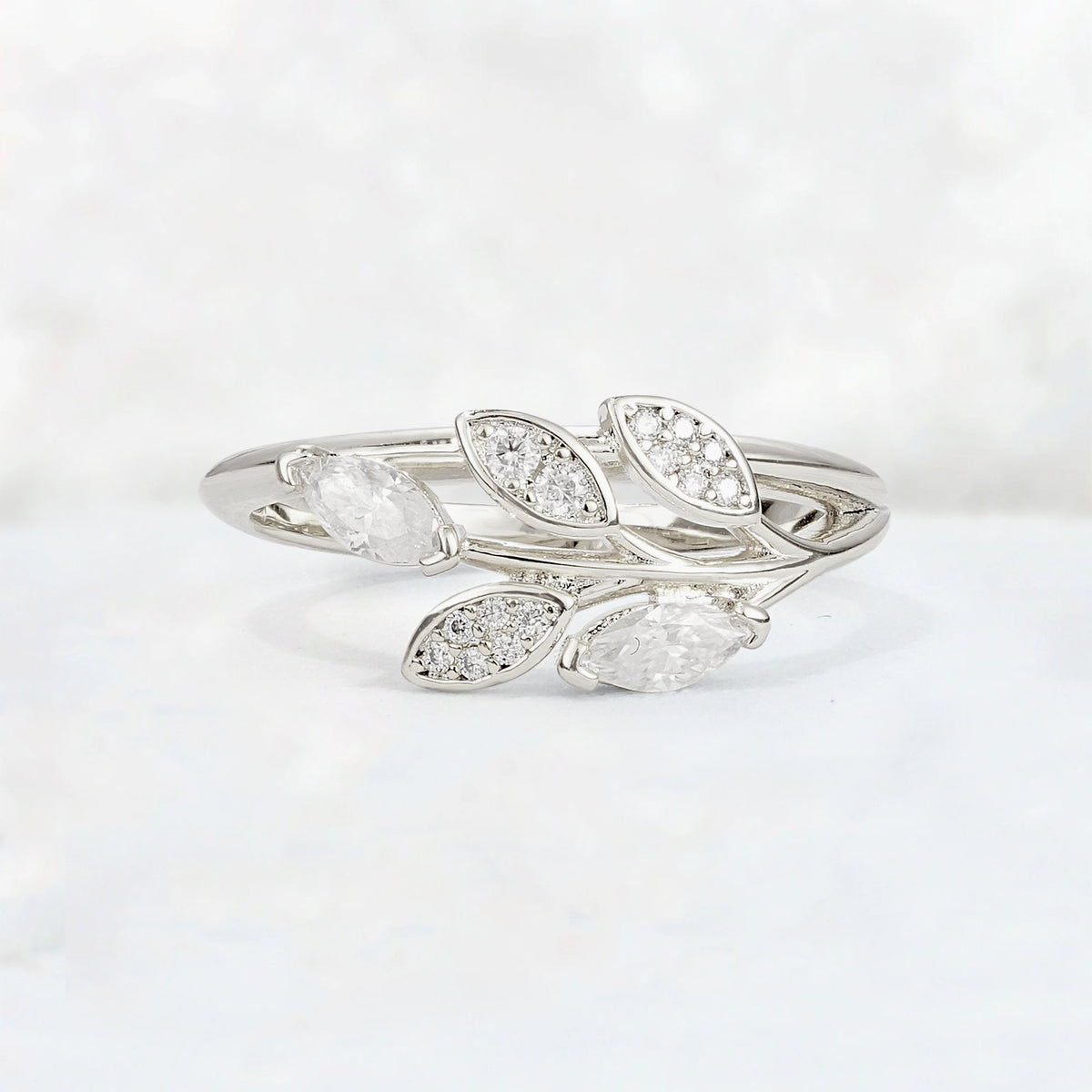 Marquise Cut Moissanite Leaf Wrap Fashion Ring - Additional view