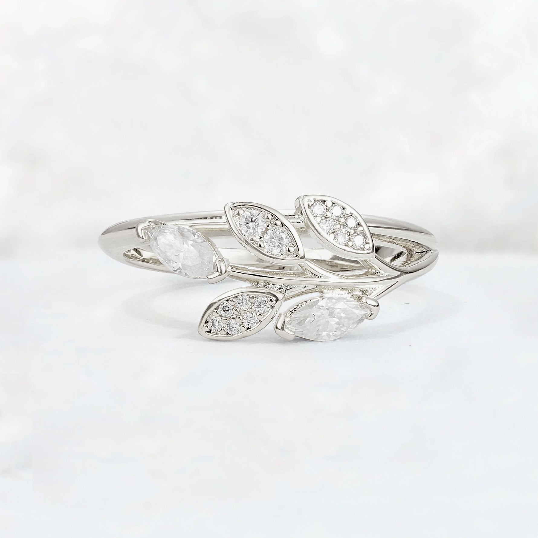 Marquise Cut Moissanite Leaf Wrap Fashion Ring - Additional view