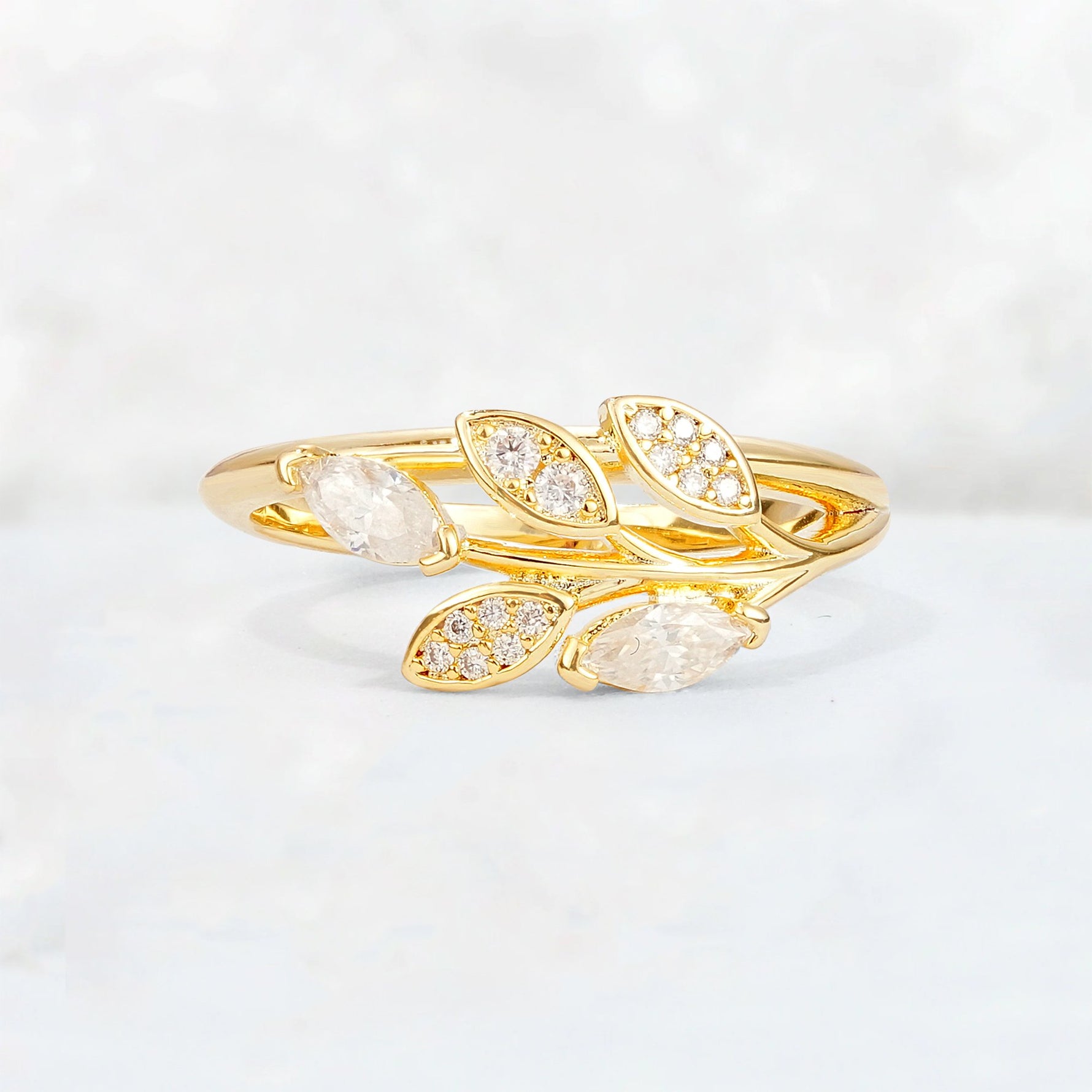 Marquise Cut Moissanite Leaf Wrap Fashion Ring - Additional view