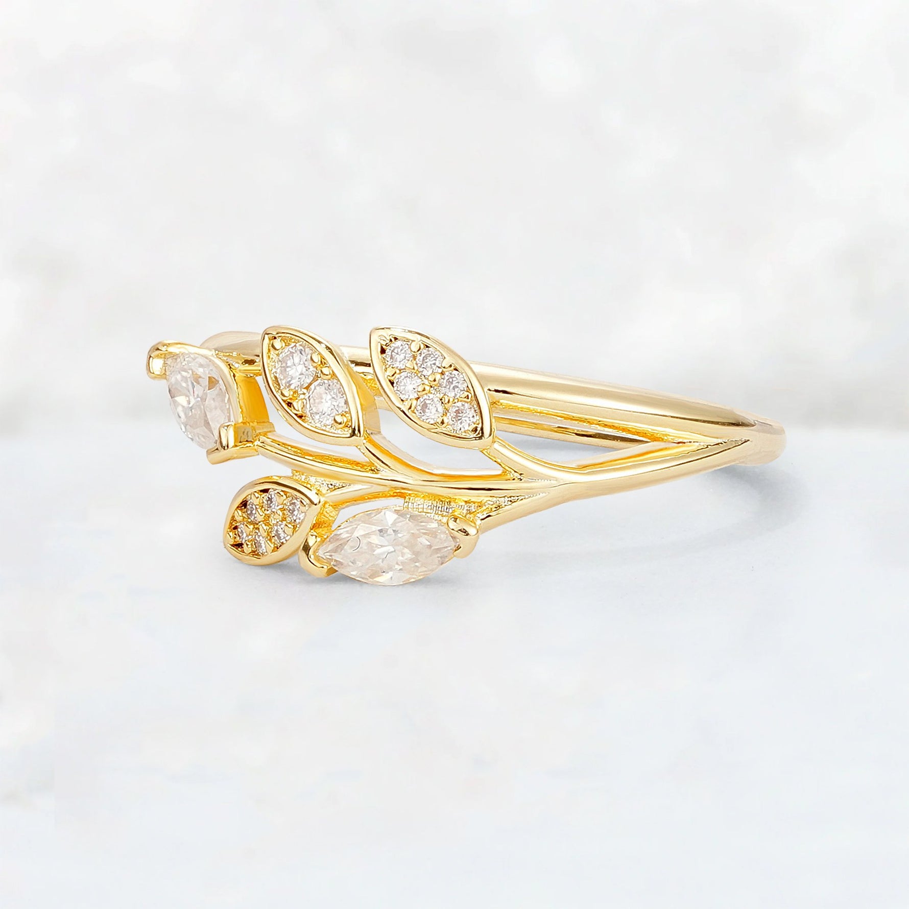 Marquise Cut Moissanite Leaf Wrap Fashion Ring - Additional view