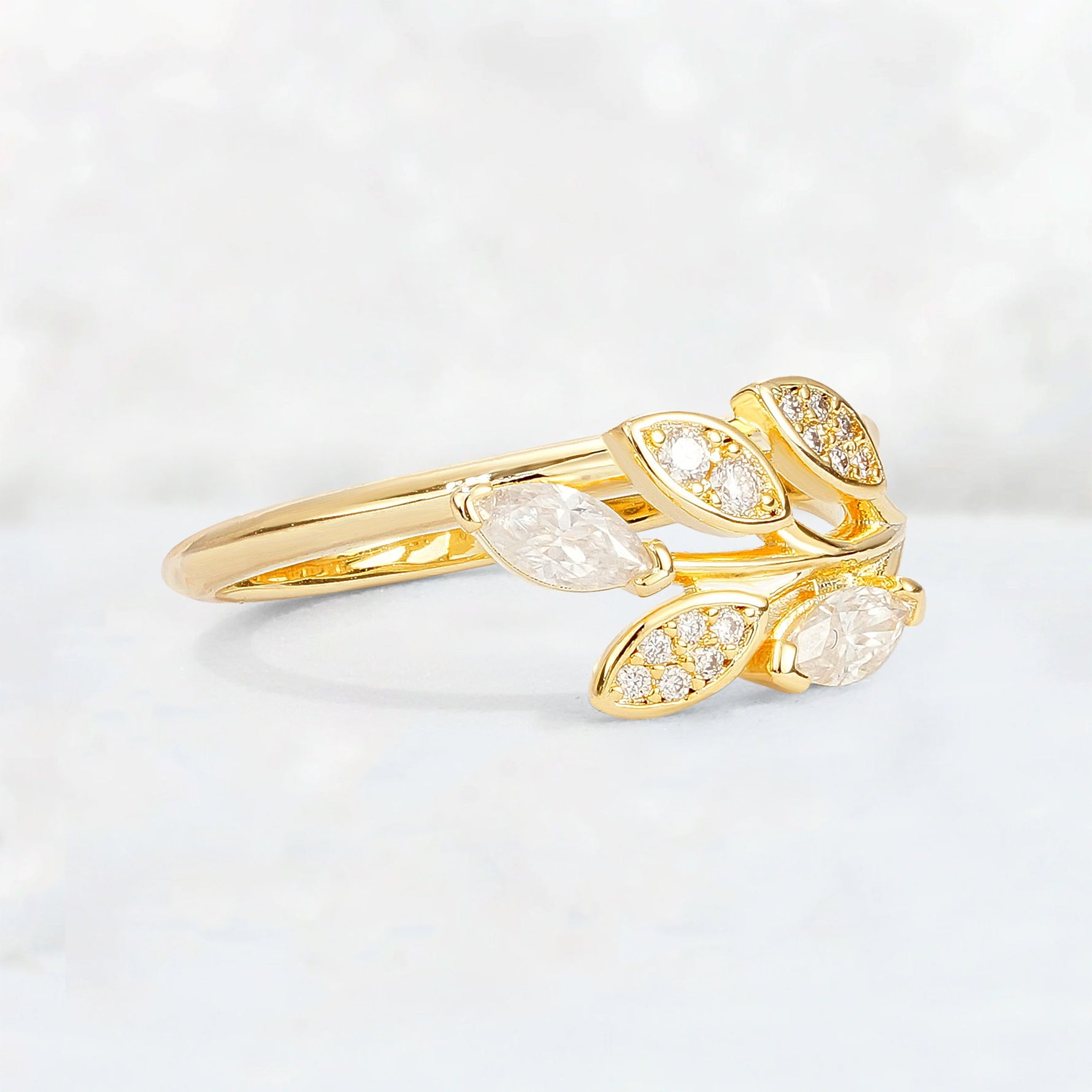 Marquise Cut Moissanite Leaf Wrap Fashion Ring - Additional view