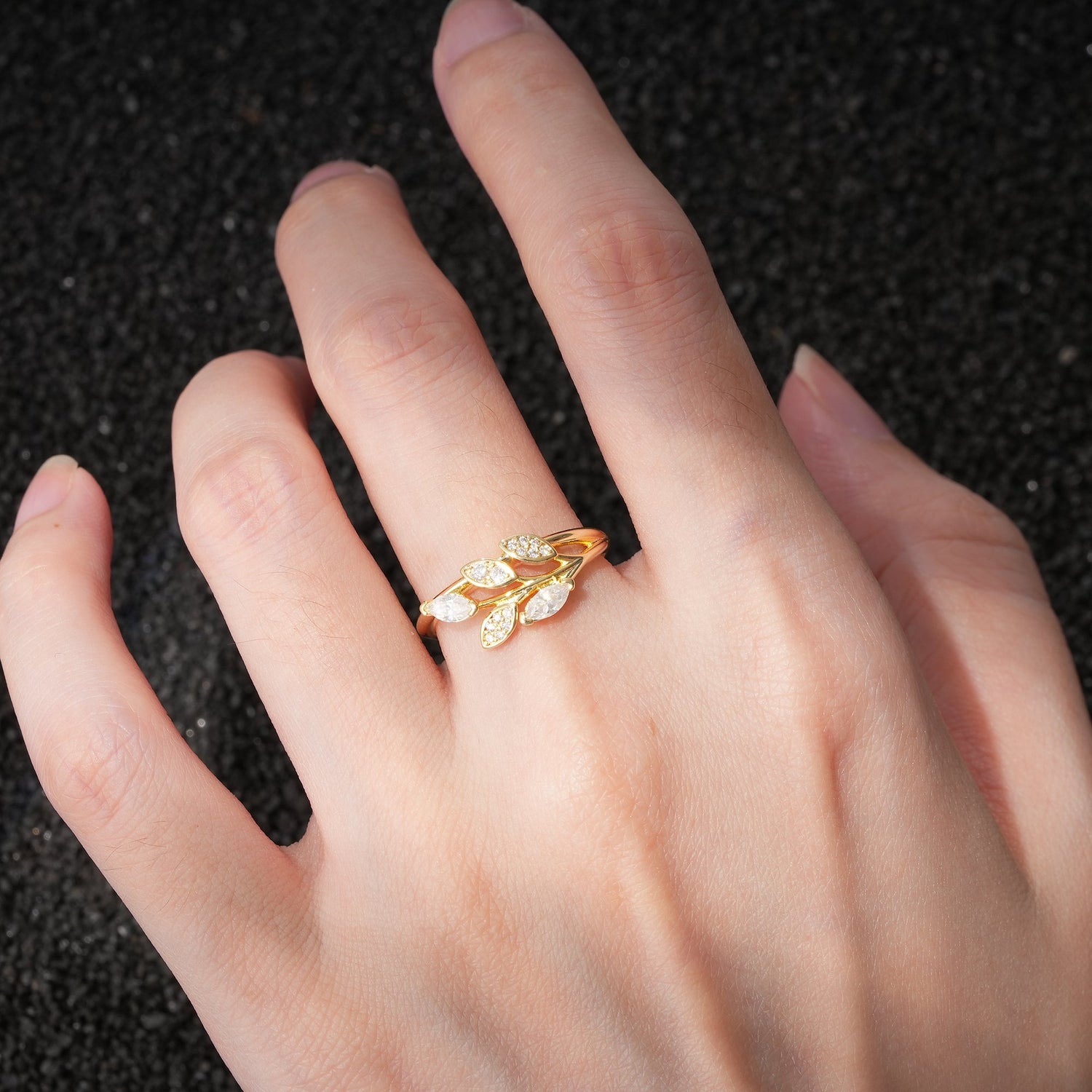 Marquise Cut Moissanite Leaf Wrap Fashion Ring - Additional view