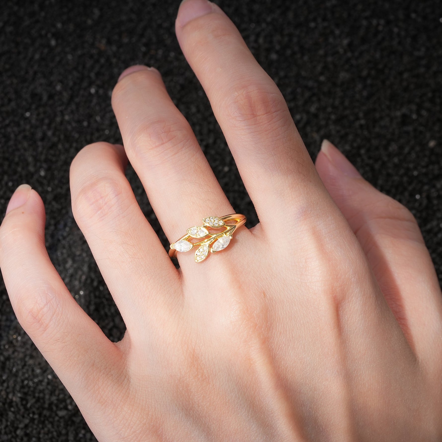 Marquise Cut Moissanite Leaf Wrap Fashion Ring - Additional view