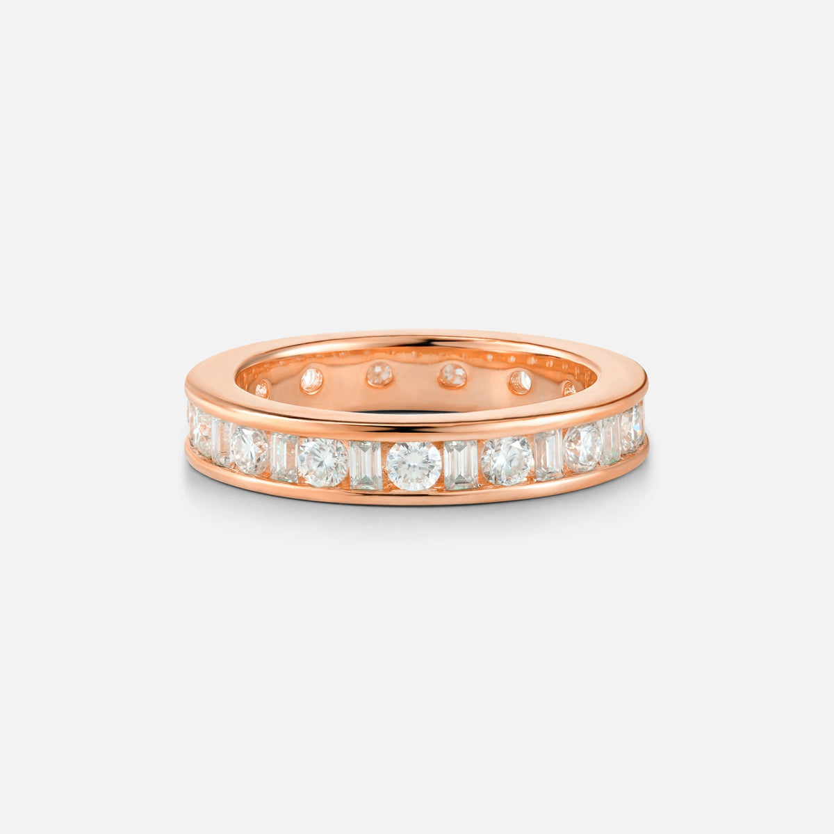 Baguette and Round Moissanite Channel Set Men’s Wedding Band - Additional view