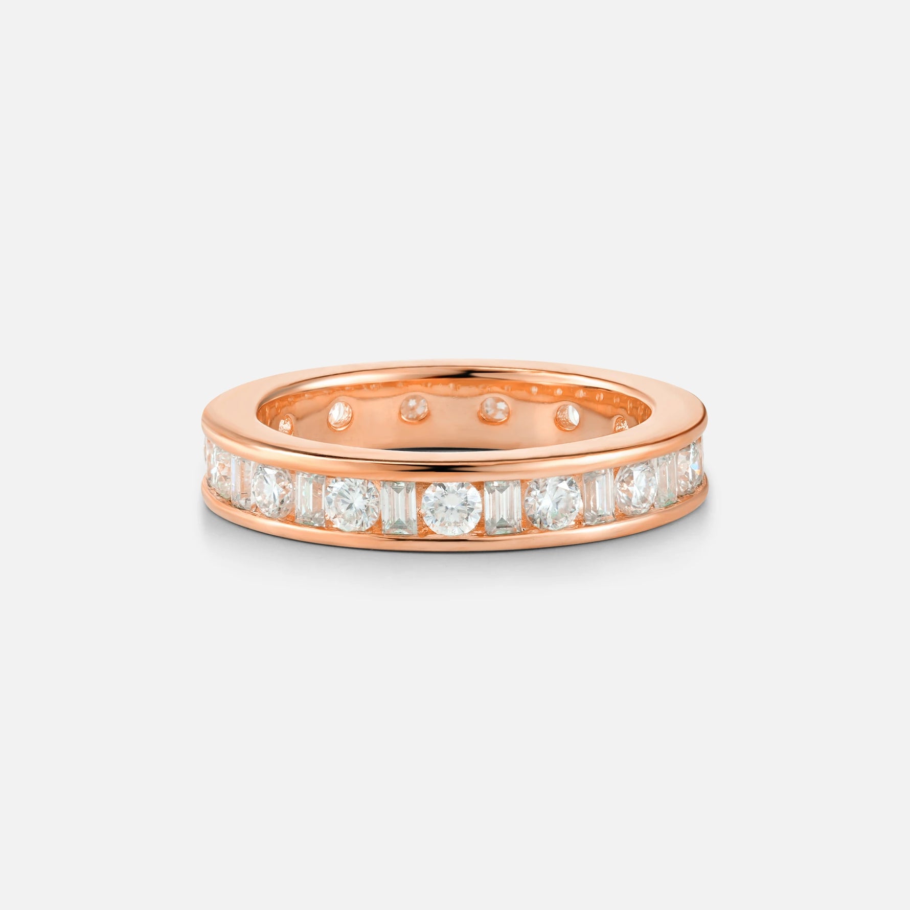 Baguette and Round Moissanite Channel Set Men’s Wedding Band - Additional view