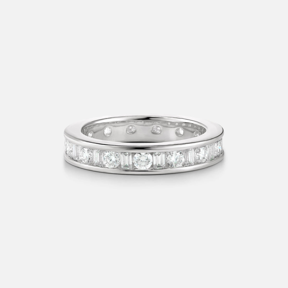 Baguette and Round Moissanite Channel Set Men’s Wedding Band - Additional view