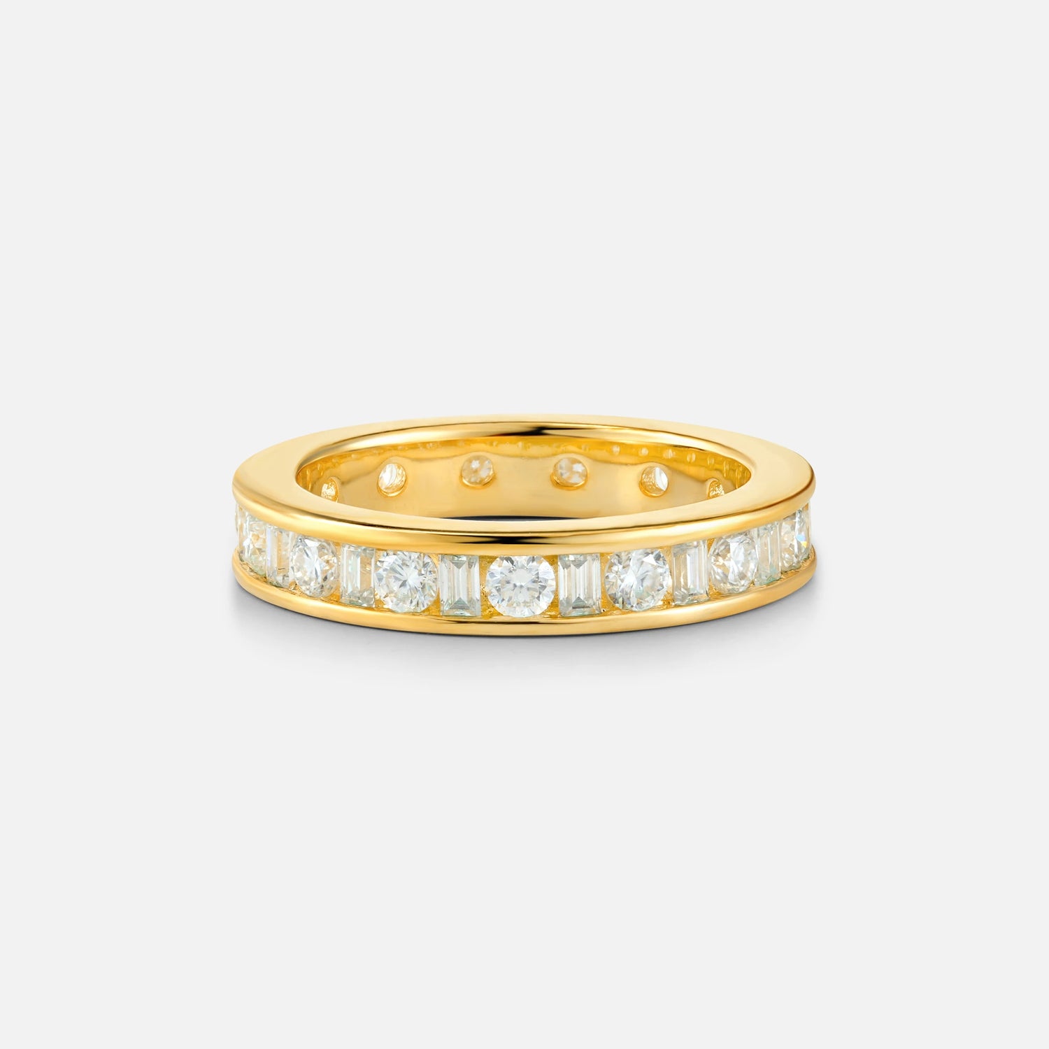 Baguette and Round Moissanite Channel Set Men’s Wedding Band - Additional view