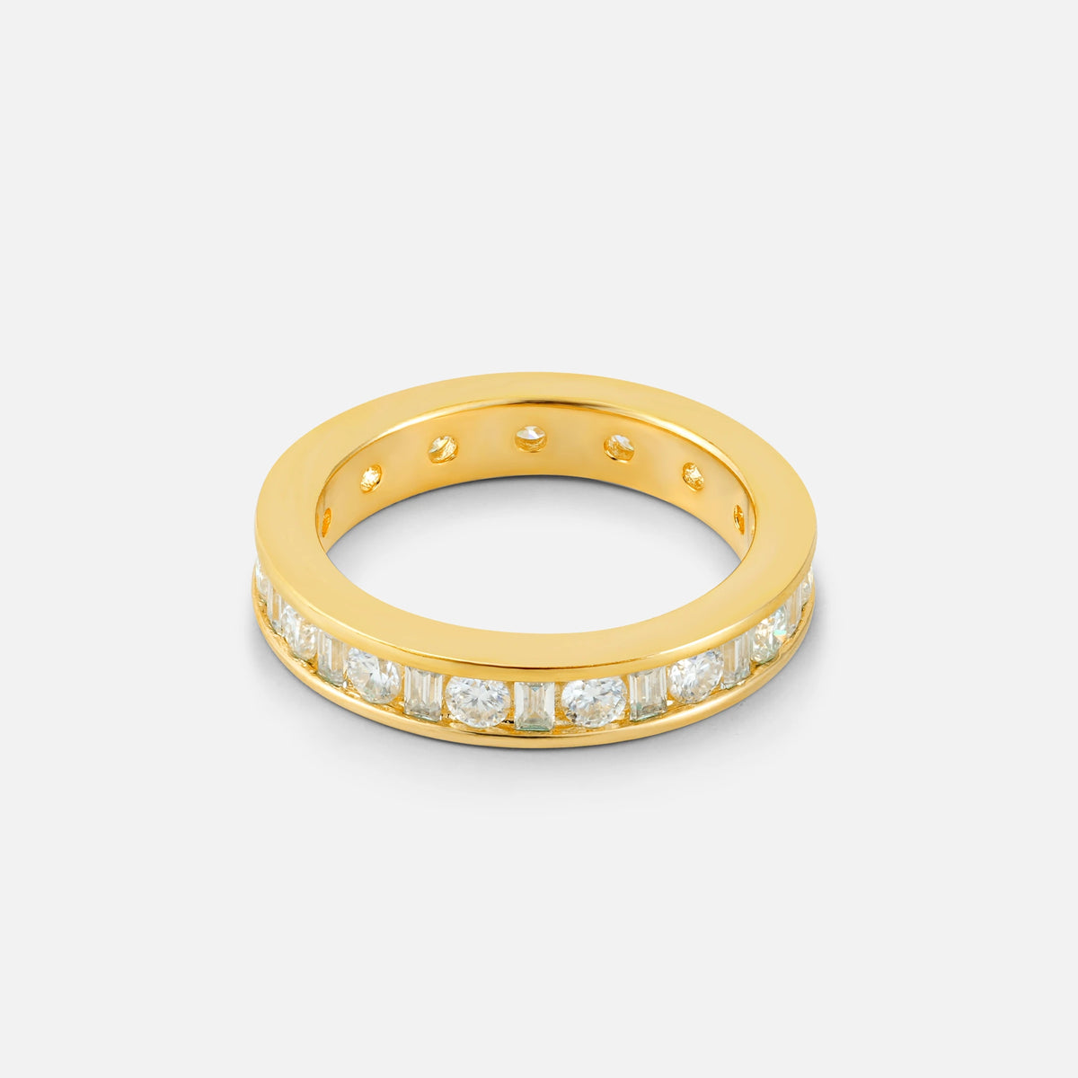 Baguette and Round Moissanite Channel Set Men’s Wedding Band - Additional view