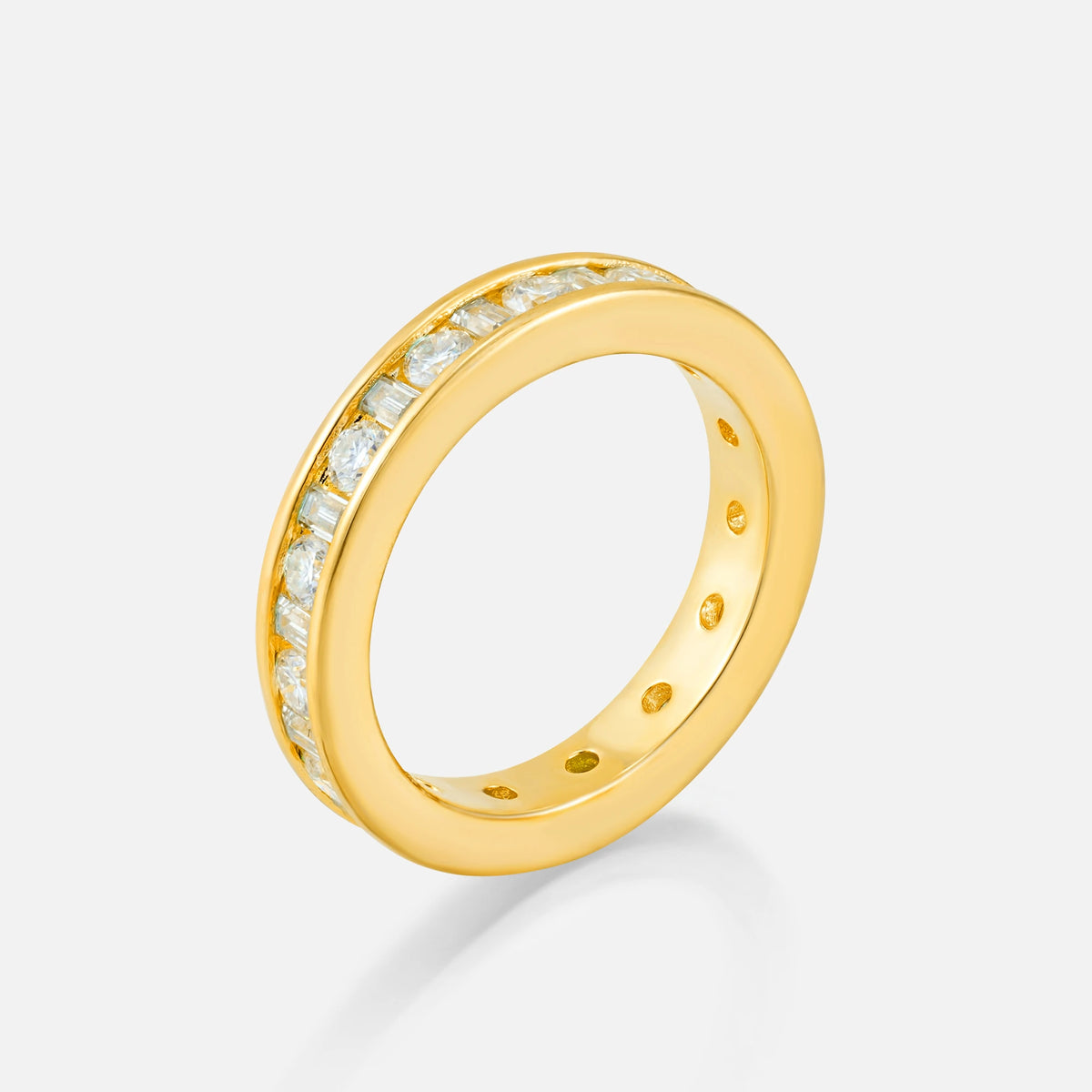 Baguette and Round Moissanite Channel Set Men’s Wedding Band - Additional view