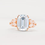 Luxury Emerald Cut Cluster Accent Moissanite Engagement Ring - Additional view