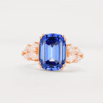 Luxury Emerald Cut Cluster Accent Sapphire Engagement Ring - Additional view