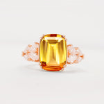 Luxury Emerald Cut Cluster Accent Citrine Engagement Ring - Additional view