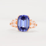 Luxury Emerald Cut Cluster Accent Tanzanite Engagement Ring - Additional view