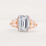 Luxury Emerald Cut Cluster Accent Lab Diamond Engagement Ring - Additional view