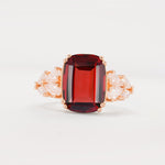 Luxury Emerald Cut Cluster Accent Garnet Engagement Ring - Additional view
