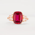 Luxury Emerald Cut Cluster Accent Ruby Engagement Ring - Additional view