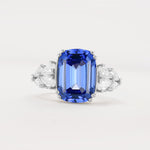 Luxury Emerald Cut Cluster Accent Sapphire Engagement Ring - Additional view