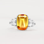 Luxury Emerald Cut Cluster Accent Citrine Engagement Ring - Additional view