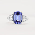 Luxury Emerald Cut Cluster Accent Tanzanite Engagement Ring - Additional view
