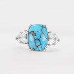 Luxury Emerald Cut Cluster Accent Turquoise Engagement Ring - Additional view