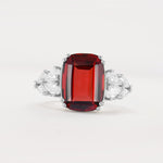 Luxury Emerald Cut Cluster Accent Garnet Engagement Ring - Additional view