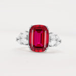 Luxury Emerald Cut Cluster Accent Ruby Engagement Ring - Additional view