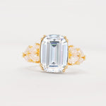 Luxury Emerald Cut Cluster Accent Moissanite Engagement Ring - Additional view