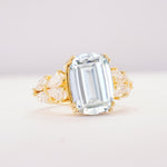 Luxury Emerald Cut Cluster Accent Moissanite Engagement Ring - Additional view