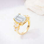 Luxury Emerald Cut Cluster Accent Moissanite Engagement Ring - Additional view