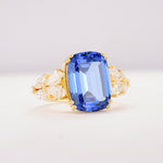 Luxury Emerald Cut Cluster Accent Sapphire Engagement Ring - Additional view