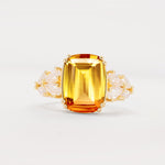 Luxury Emerald Cut Cluster Accent Citrine Engagement Ring - Additional view