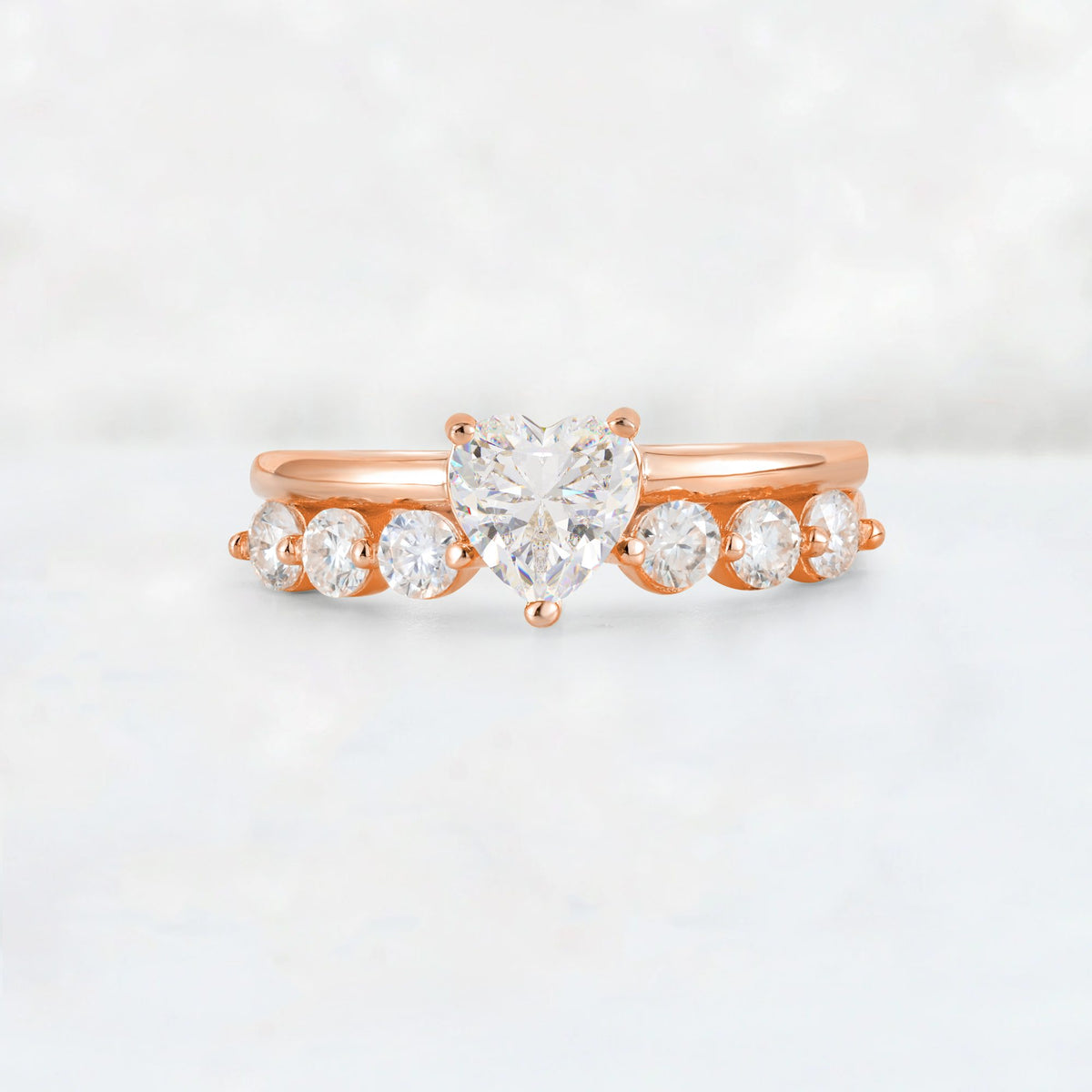 Heart Cut Moissanite Graduated Seven-Stone Engagement Ring - Additional view