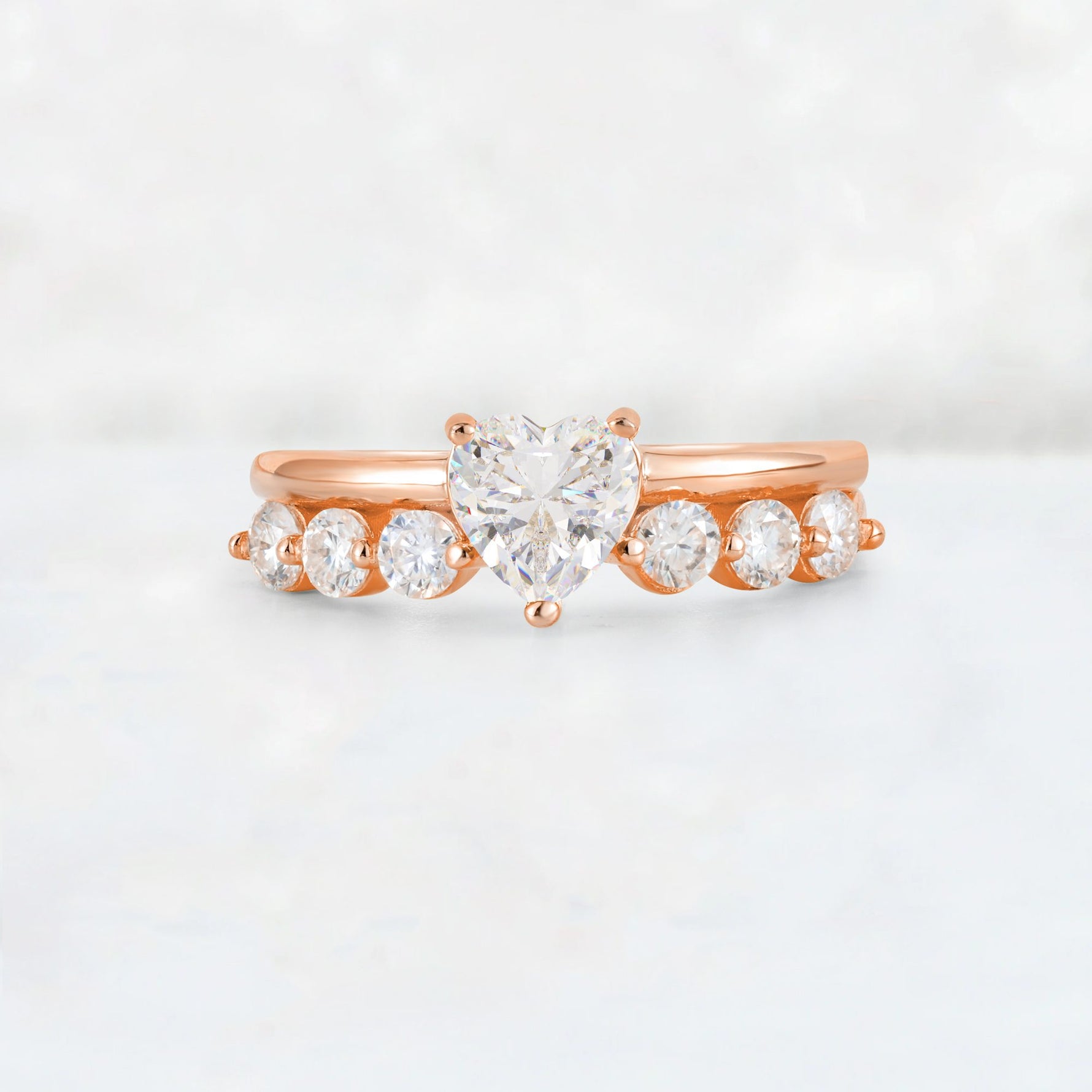 Heart Cut Moissanite Graduated Seven-Stone Engagement Ring - Additional view