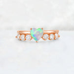 Heart Cut Fire Opal Graduated Seven-Stone Engagement Ring - Additional view