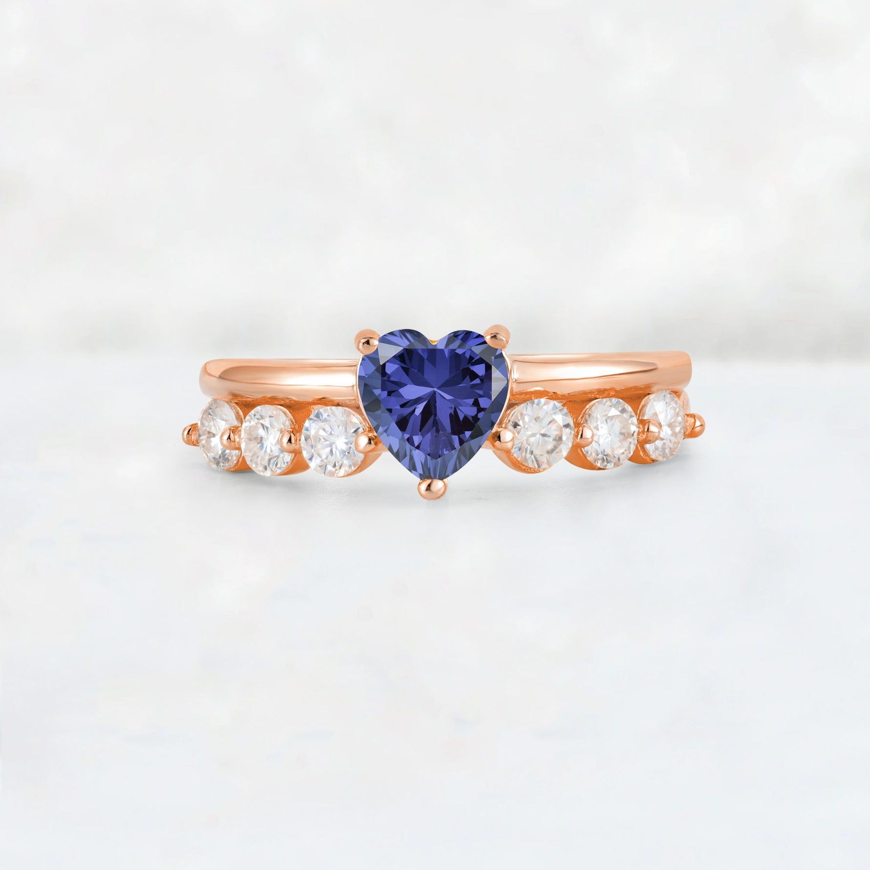 Heart Cut Tanzanite Graduated Seven-Stone Engagement Ring - Additional view