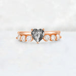 Heart Cut Black Rutilated Quartz Graduated Seven-Stone Engagement Ring - Additional view