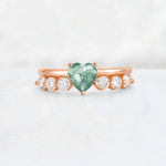 Heart Cut Moss Agate Graduated Seven-Stone Engagement Ring - Additional view