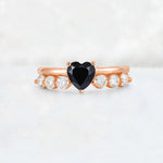 Heart Cut Black Onyx Graduated Seven-Stone Engagement Ring - Additional view