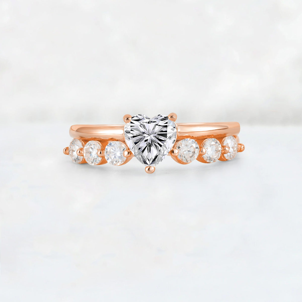 Heart Cut Lab Diamond Graduated Seven-Stone Engagement Ring - Additional view