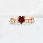 Heart Cut Garnet Graduated Seven-Stone Engagement Ring - Additional view