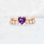 Heart Cut Amethyst Graduated Seven-Stone Engagement Ring - Additional view