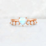 Heart Cut Moonstone Graduated Seven-Stone Engagement Ring - Additional view