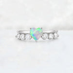 Heart Cut Fire Opal Graduated Seven-Stone Engagement Ring - Additional view