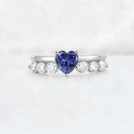 Heart Cut Tanzanite Graduated Seven-Stone Engagement Ring - Additional view