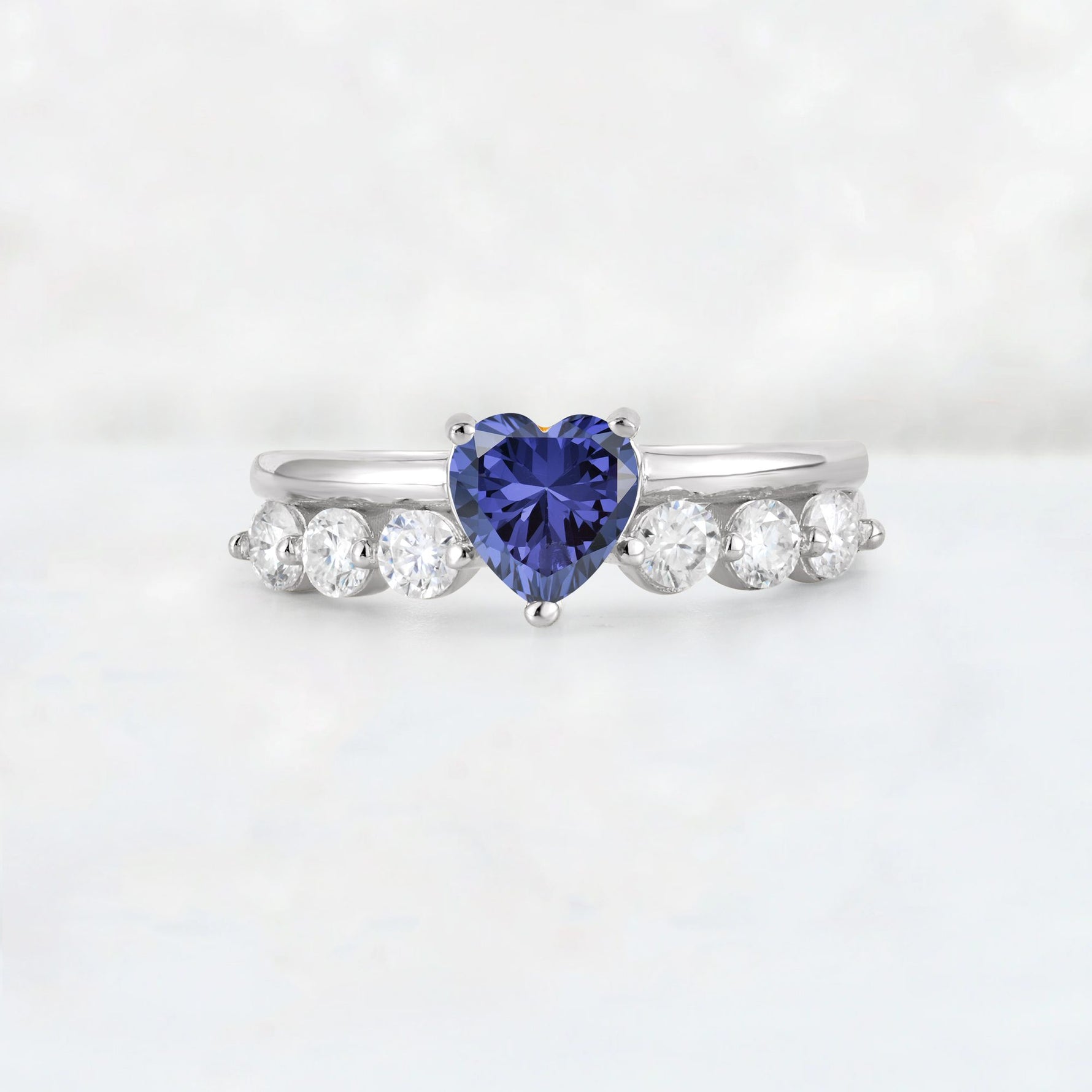 Heart Cut Tanzanite Graduated Seven-Stone Engagement Ring - Additional view