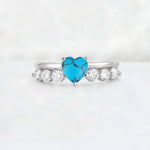Heart Cut Turquoise Graduated Seven-Stone Engagement Ring - Additional view