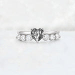Heart Cut Black Rutilated Quartz Graduated Seven-Stone Engagement Ring - Additional view
