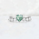 Heart Cut Moss Agate Graduated Seven-Stone Engagement Ring - Additional view