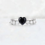 Heart Cut Black Onyx Graduated Seven-Stone Engagement Ring - Additional view