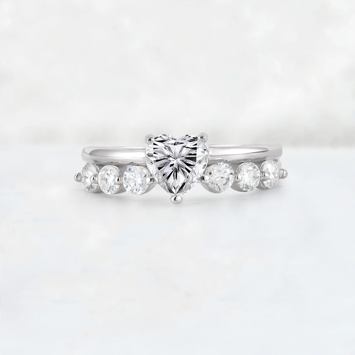 Heart Cut Lab Diamond Graduated Seven-Stone Engagement Ring - Additional view